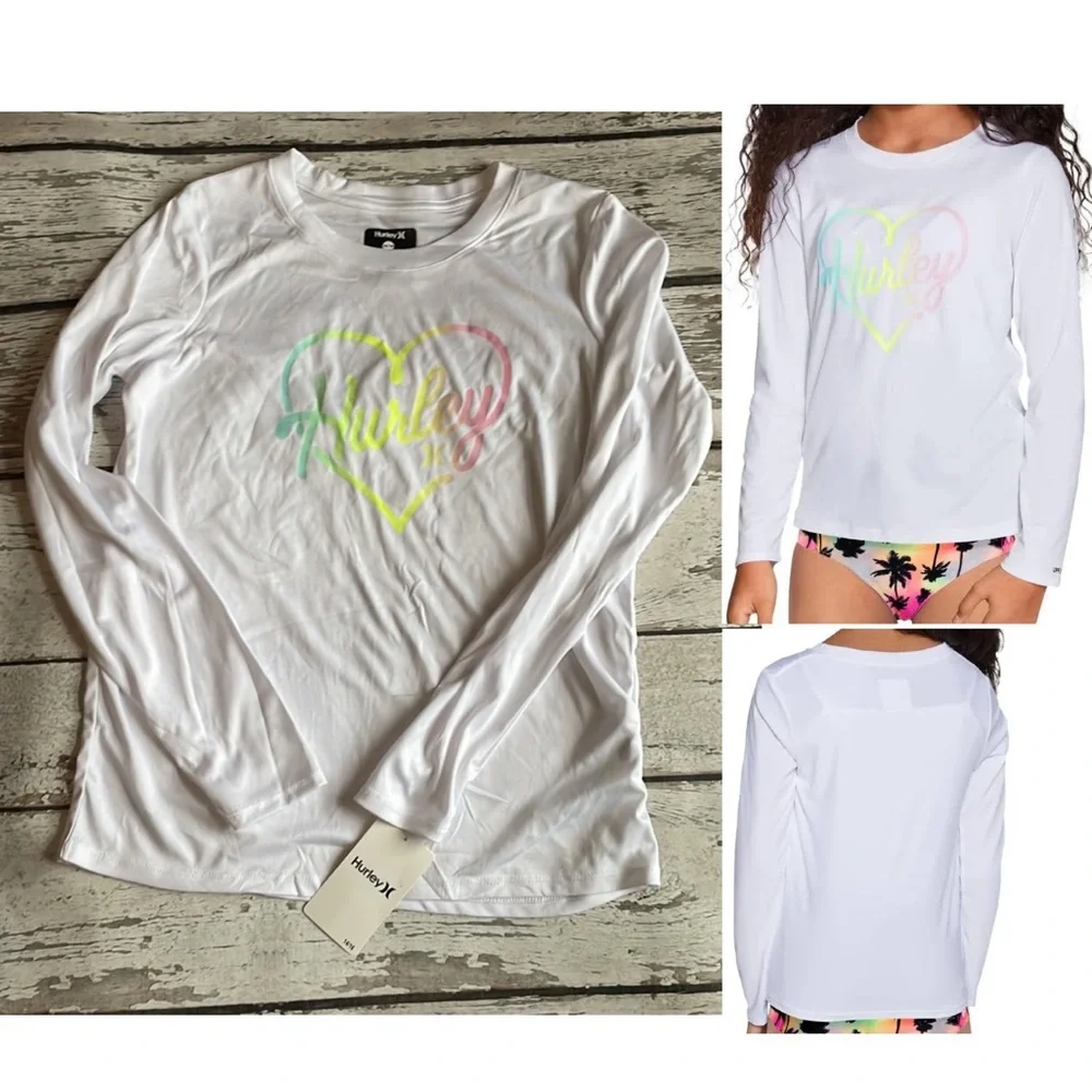 Hurley Girls' Long Sleeve Dri-Fit UPF 50+ Shirt - Sz 10/12